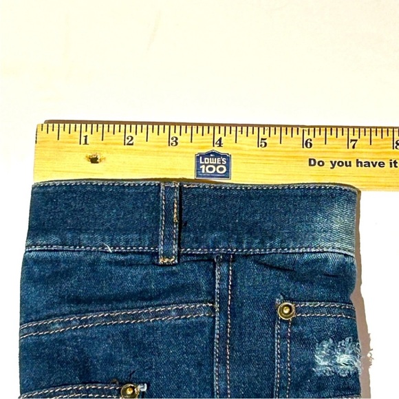 NEW Distressed Denim Pointed Knee High Heeled Zipper Boots Size 38, US 7 - Picture 11 of 15